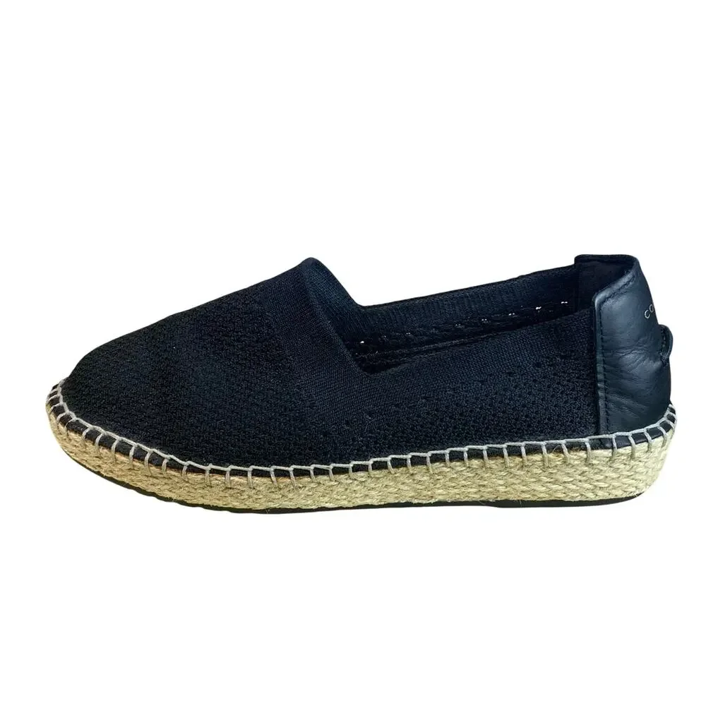 Cole Haan Pinch Main Classic Espadrille Flats Womens 6B Black Slip On Mesh